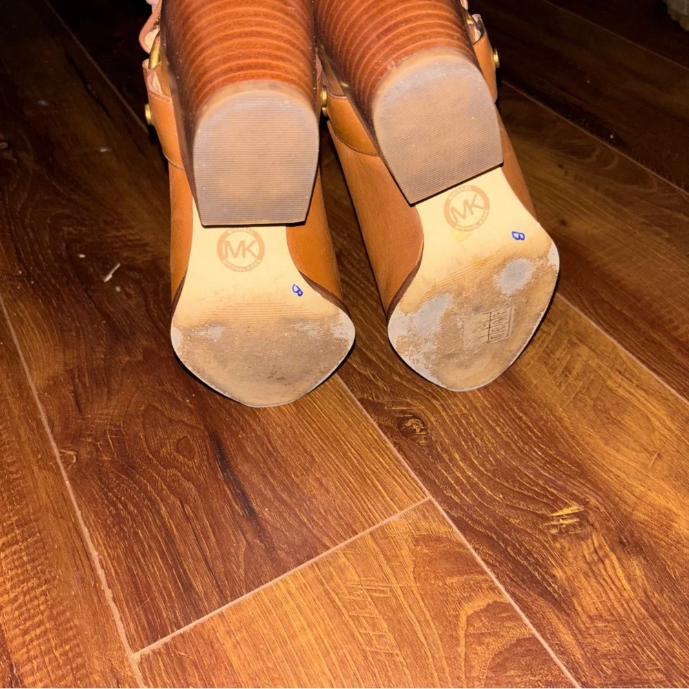 Michael Kors Brown Heeled Boots With Gold Rings. Size 6M Women - Picture 9 of 10